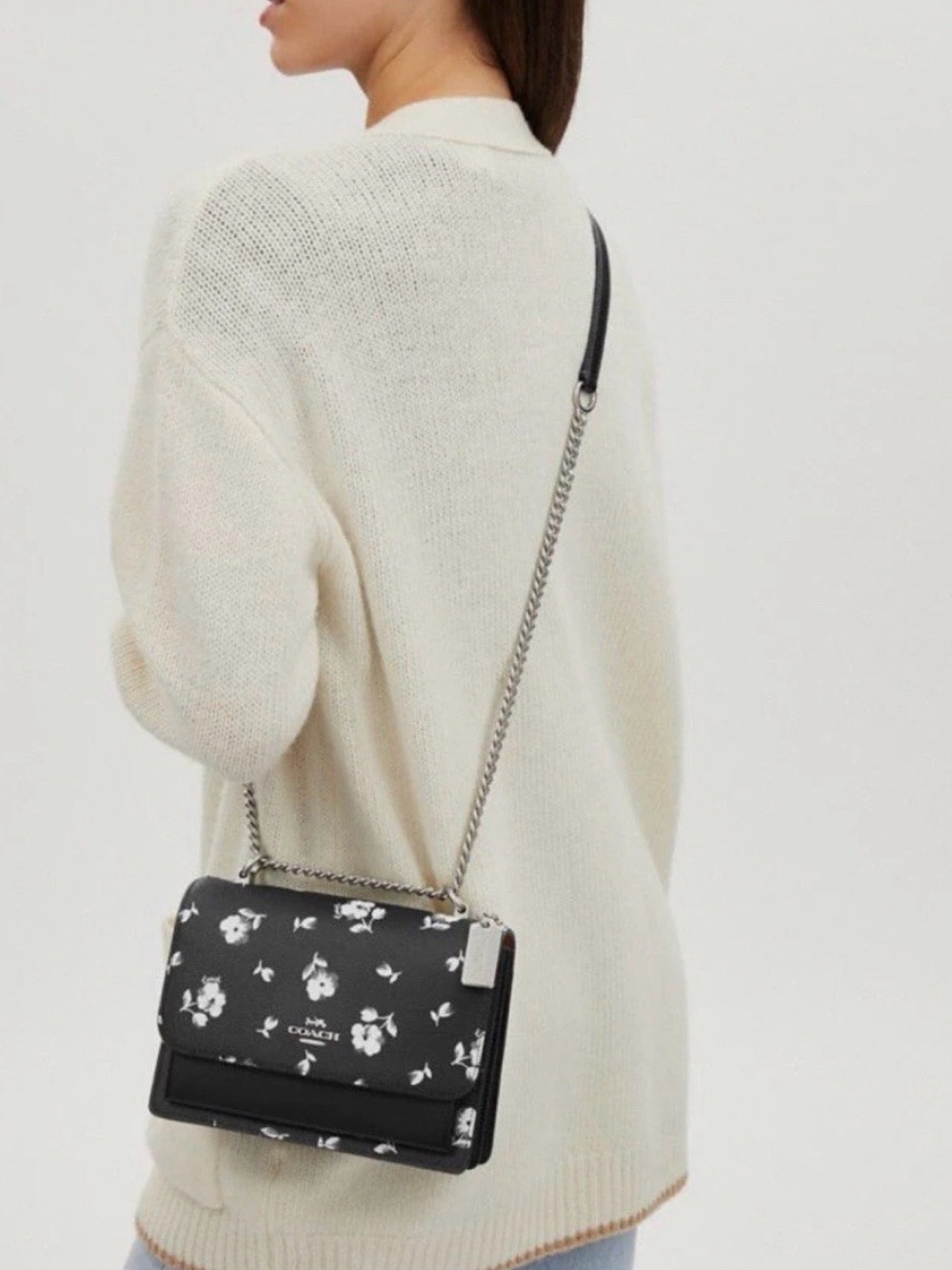 NWOT COACH Klare Crossbody Bag With Floral Print Black/White Multi - Picture 4 of 6